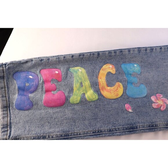 Wild Fable Painted D blue jeans Hippies seventies Peace Retro‎ Size - Picture 7 of 14